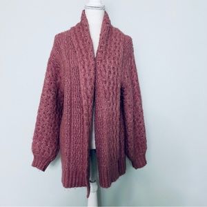 Anthropologie Dusty Rose Pink Knit Open Cardigan Sweater Size Small